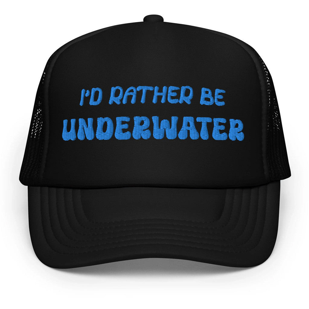 Oneoceandesigns Merch I'd Rather Be Underwater Foam Trucker Hat Gifts For Him - Lilybirchmarket