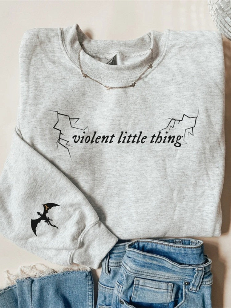 Onyx Storm Sweatshirt Violent Little Thing Sweatshirt Fourth Wing Merch Gifts For Book Lovers - Lilybirchmarket