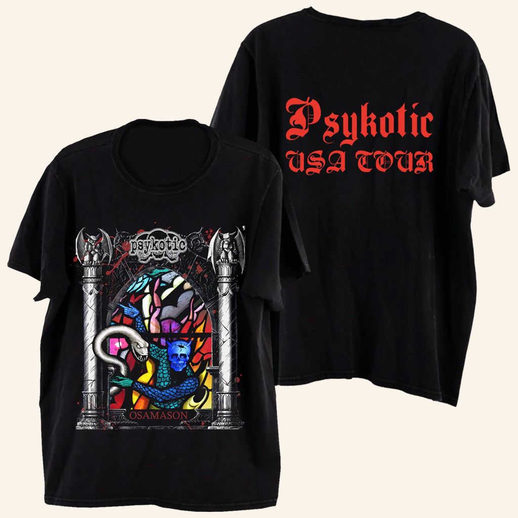 Osamason Merch Stained Glass T-Shirt Psykotic USA Tour Shirt Gifts For Rapper Fans - Lily Birch Market