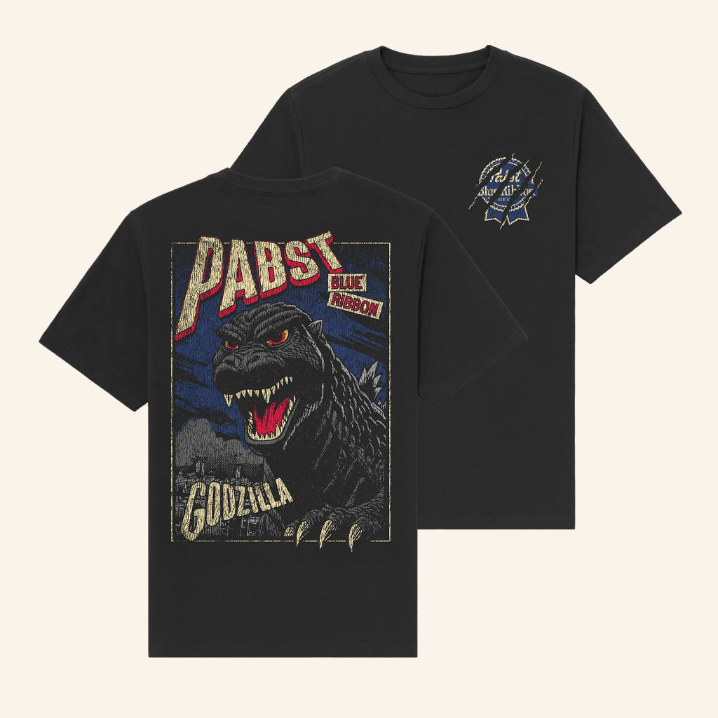 Pabst Blue Ribbon Merch Godzilla Clawed Ribbon Black T-Shirt Christmas Present Ideas For Dad - Lily Birch Market