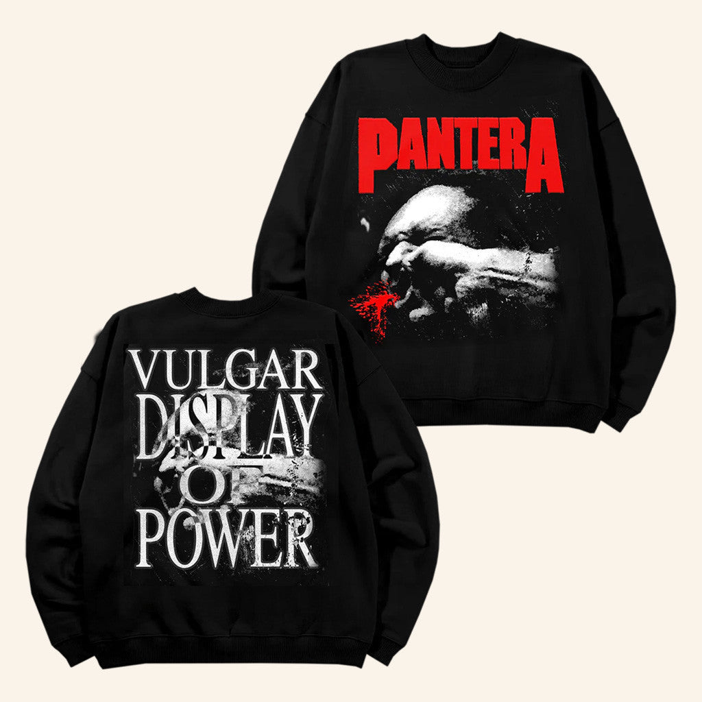 Pantera Merch Vulgar Display Of Power Sweatshirt Gift Ideas For Friends - Lilybirchmarket