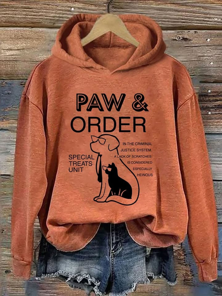 Paw And Order Hoodie Women's Fur Mama Hooded Sweatshirt Gifts For Animal Lovers - Lilybirchmarket