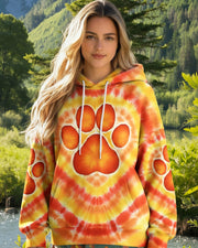 Paw Print Tie Dye Hoodie Dog Paw Hooded Sweatshirt Gifts Ideas For Dog Lovers For Her - Lilybirchmarket