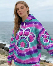 Paw Print Tie Dye Hoodie Paw Dog Hooded Sweatshirt Perfect Gifts For Dog Lovers - Lilybirchmarket
