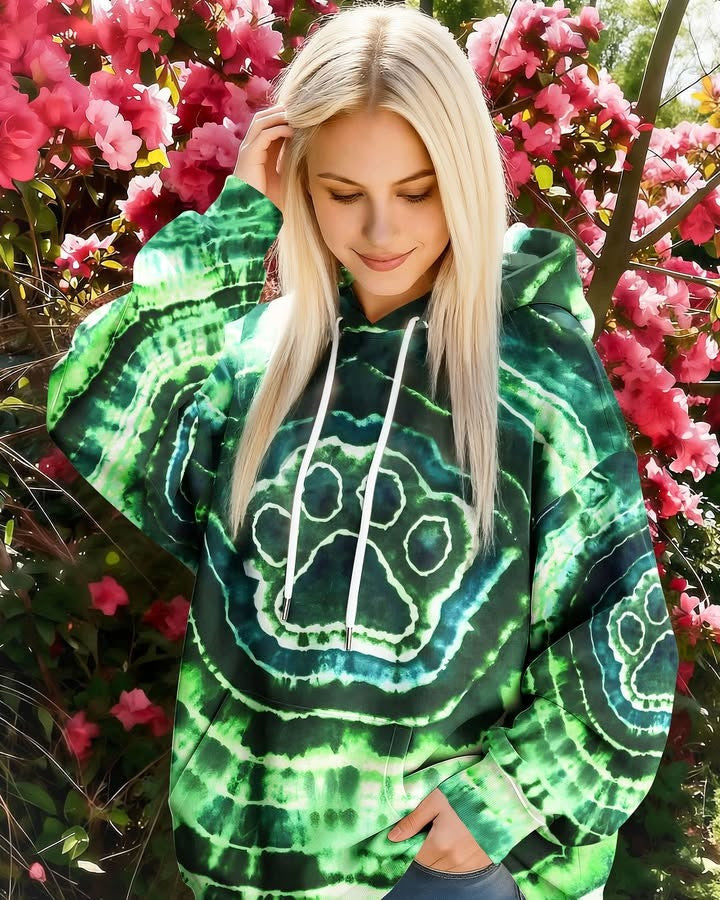Paw Print Tie Dye Hoodie Paw Dog Hooded Sweatshirt Unique Gifts For Dog Lovers For her - Lilybirchmarket