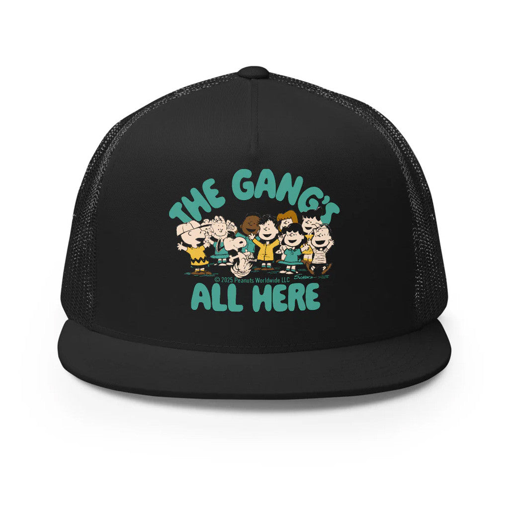 Peanuts Merch Peanuts Trucker Snapback Hat The Gang's All Here Hat Gifts For Friends - Lilybirchmarket
