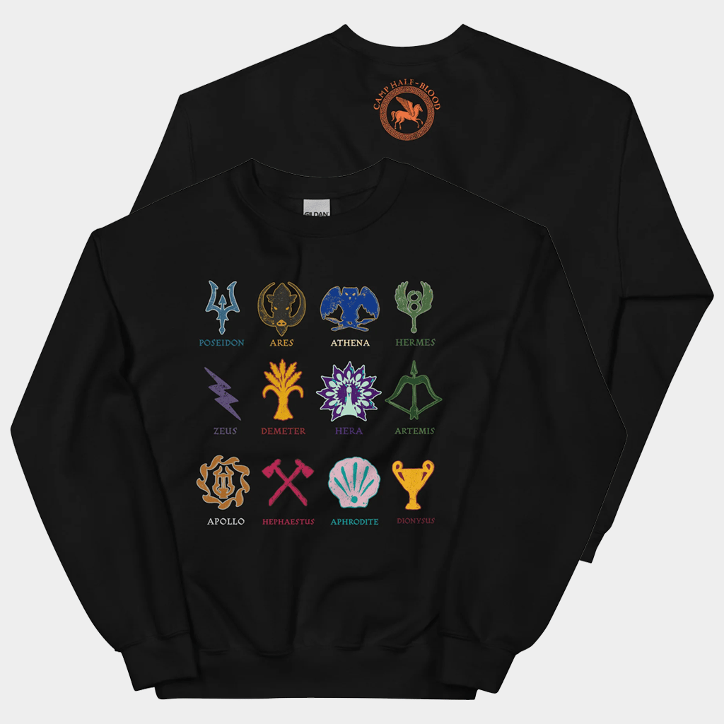 Percy Jackson Merch Percy Jackson Crewneck Camp Half-Blood Icons Sweatshirt Present For Him - Lilybirchmarket