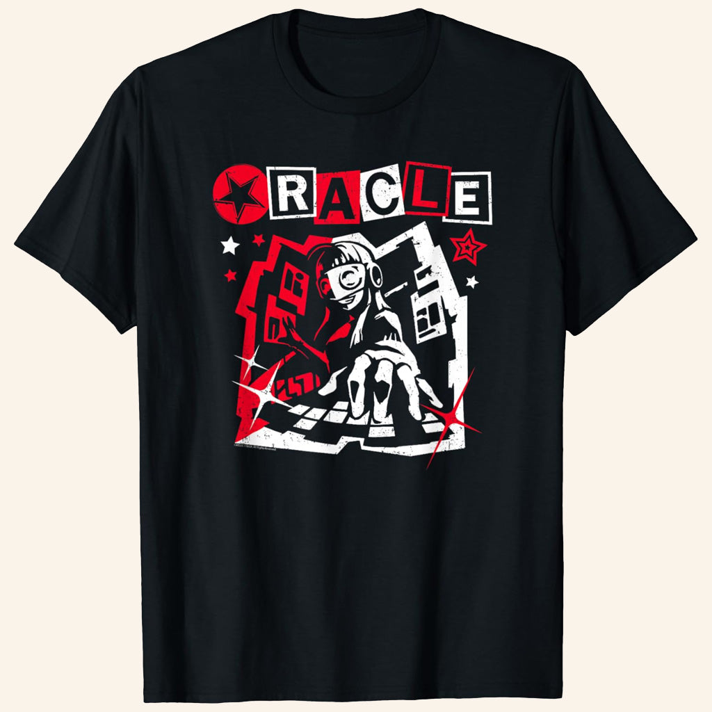 Persona Merch Persona 5 Oracle Red And White Split T-Shirt Presents For Game Lovers - Lily Birch Market