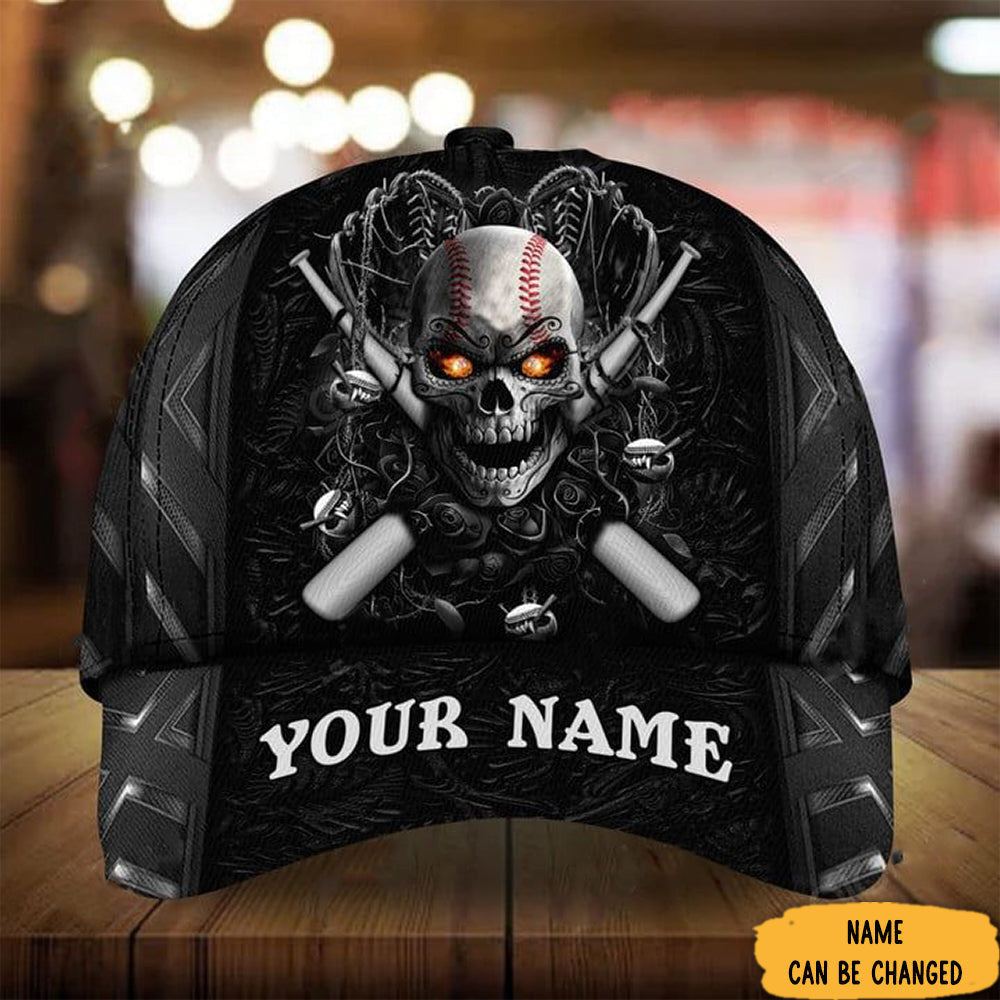 Personalized Baseball Skull Hat Baseball Lovers Unique Hats For Guys - Lilybirchmarket