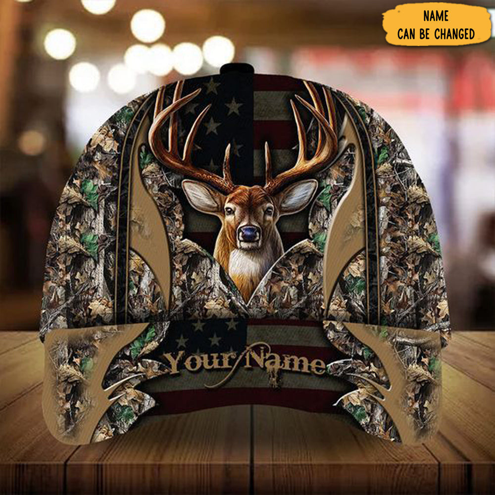 Personalized Deer Hunting Hat American Flag Camo Hats Gifts For Deer Hunters - Lilybirchmarket