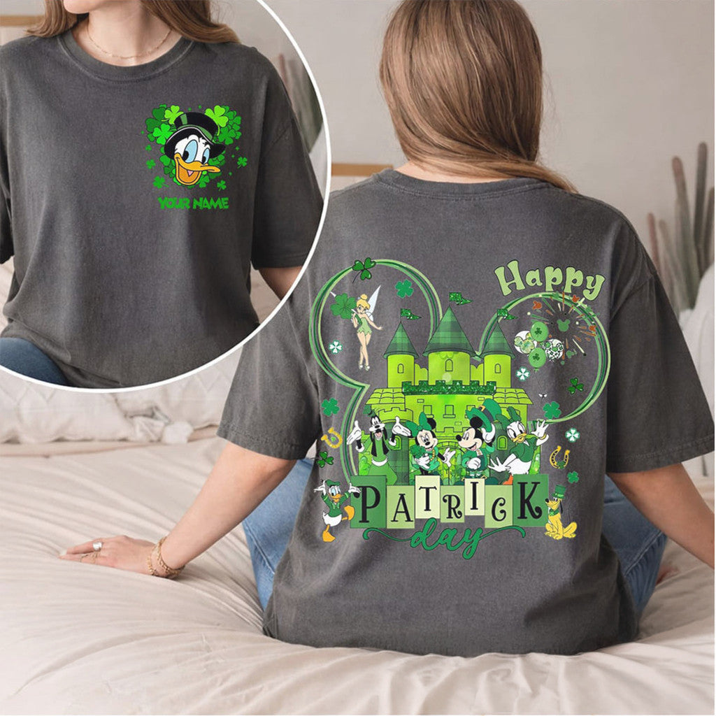  Personalized Donald Duck Leprechaun Hat St Patrick's Day Castle T-Shirt Gifts For Irish - TradiViet
