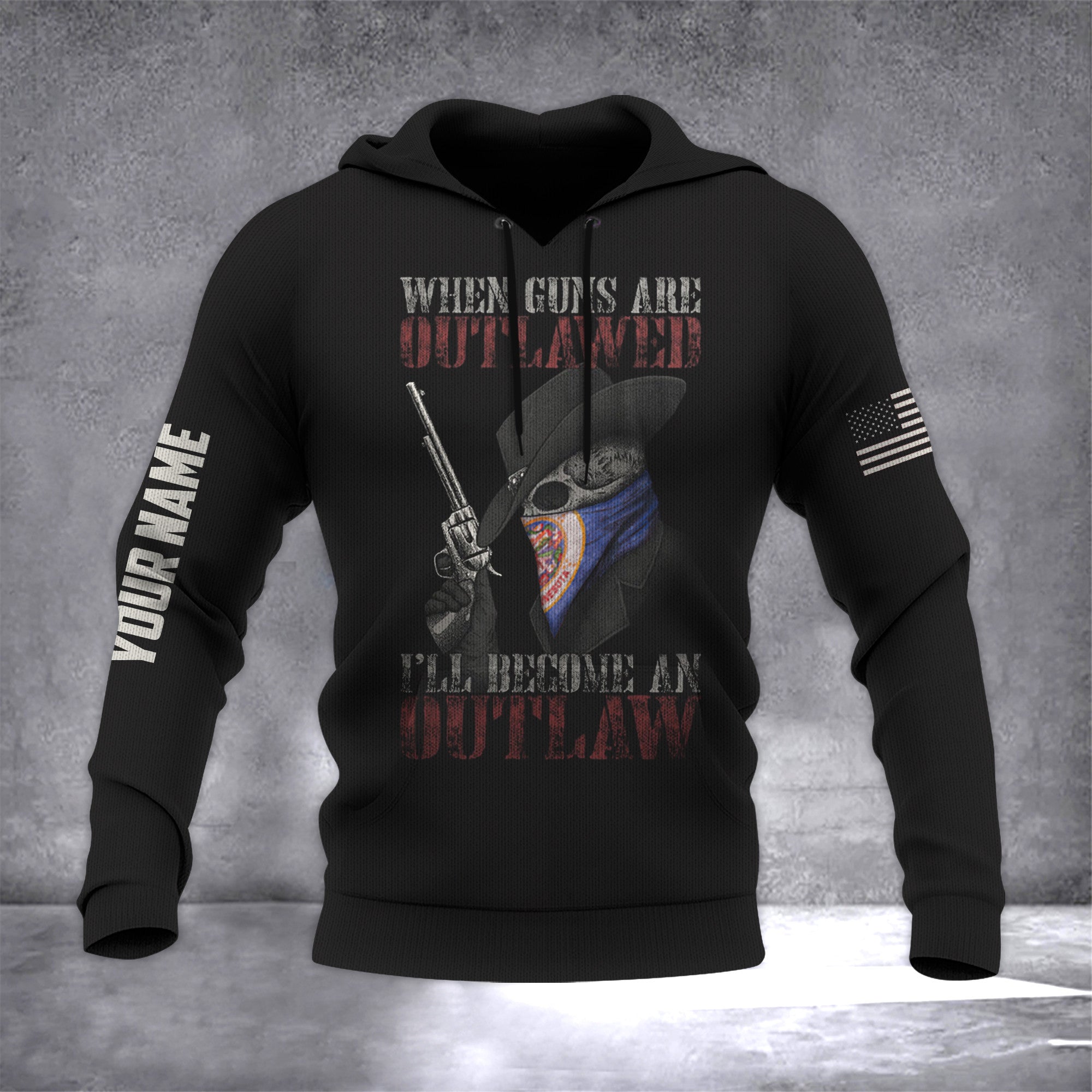 Personalized Minnesota Flag Skull And Gun Hoodie When Guns Are Outlawed I'll Become An Outlaw - Lilybirchmarket