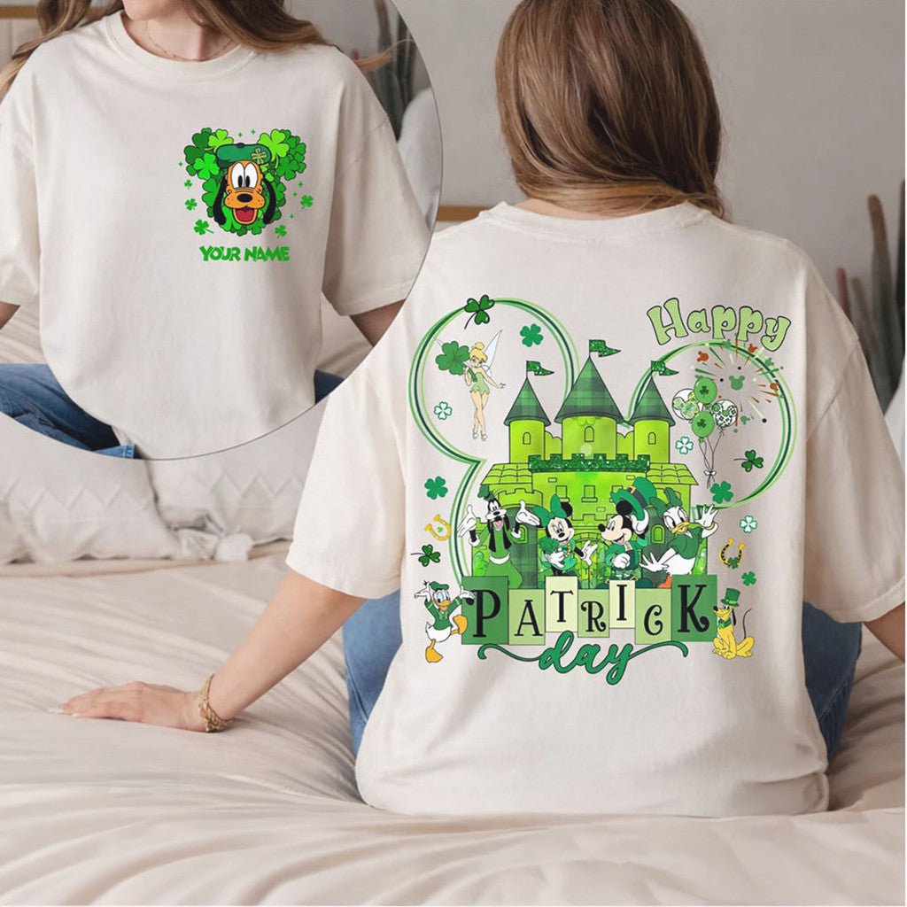  Personalized Pluto Dog St Patrick's Day Green Castle Family T-Shirt Irish Holiday Gifts For Her - TradiViet