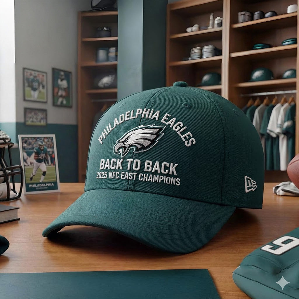 Philadelphia Football Back To Back 2025 NFC East Champions Hat Philadelphia Football Merch - Lilybirchmarket
