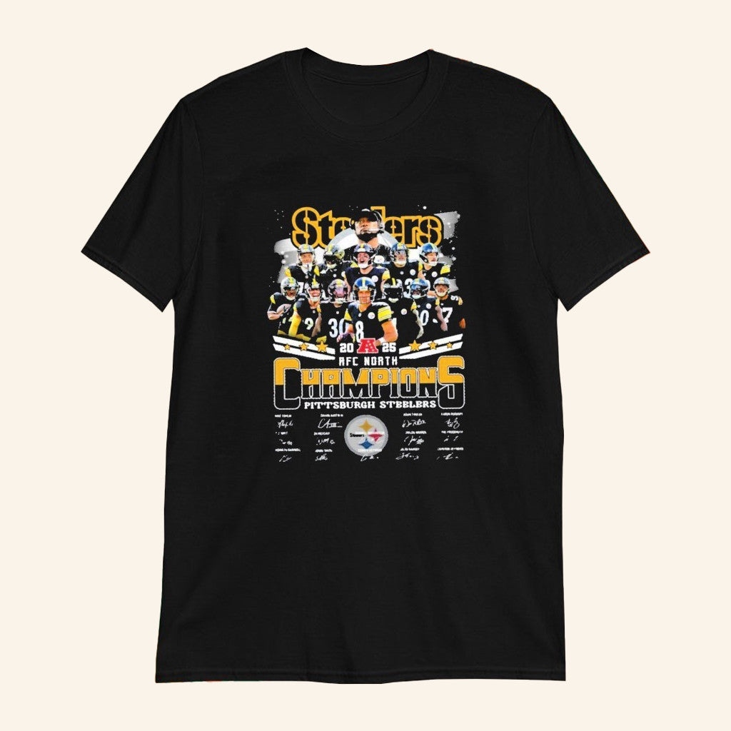 Pittsburgh Football 2025 AFC North Champions 2025 Signatures T-Shirt Steelers Merch - Lily Birch Market