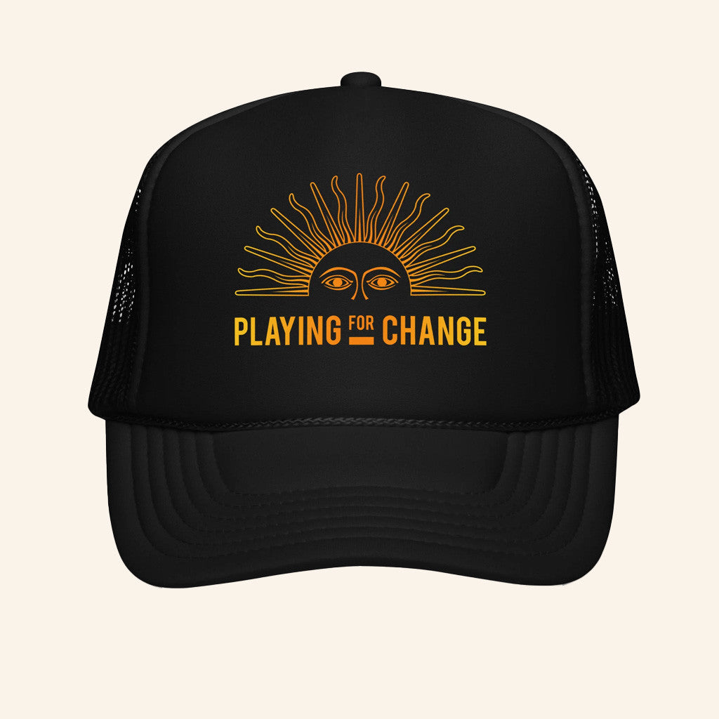 Playing For Change Merch PFC Sun Trucker Hat Christmas Presents For Him - Lilybirchmarket