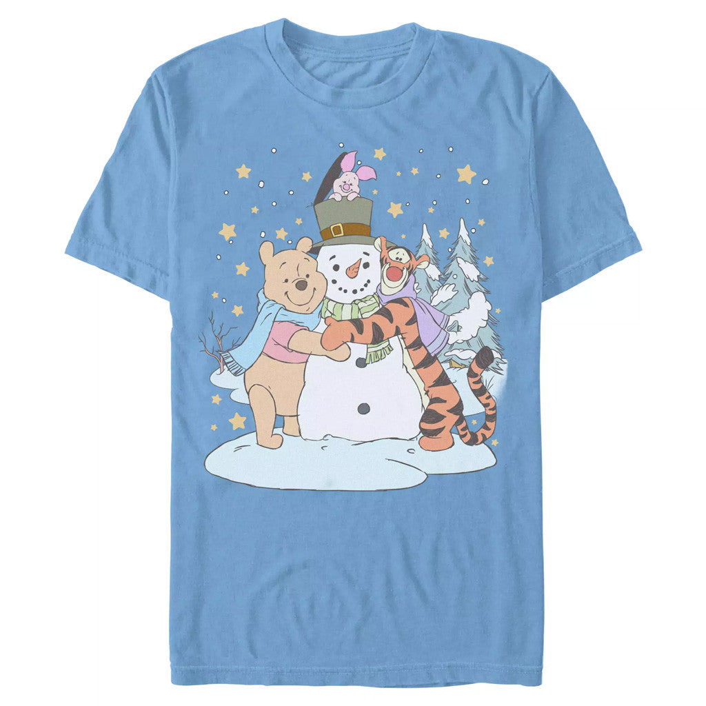 Pooh Piglet And Tigger With Snowman Holiday T-Shirt Christmas Present For Daughter - Lily Birch Market