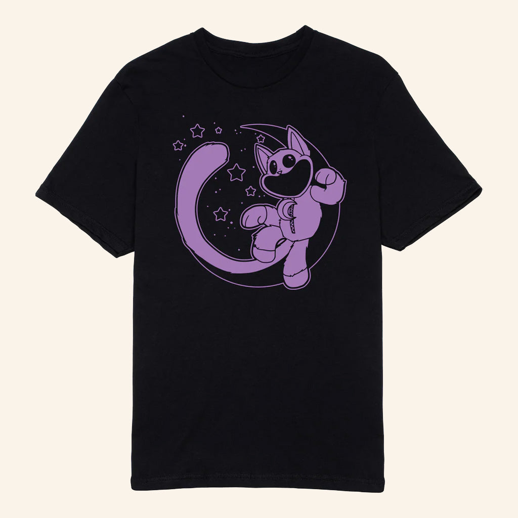 Poppy Playtime Merch CatNap Moon Black T-Shirt Birthday Ideas For Friends - Lily Birch Market