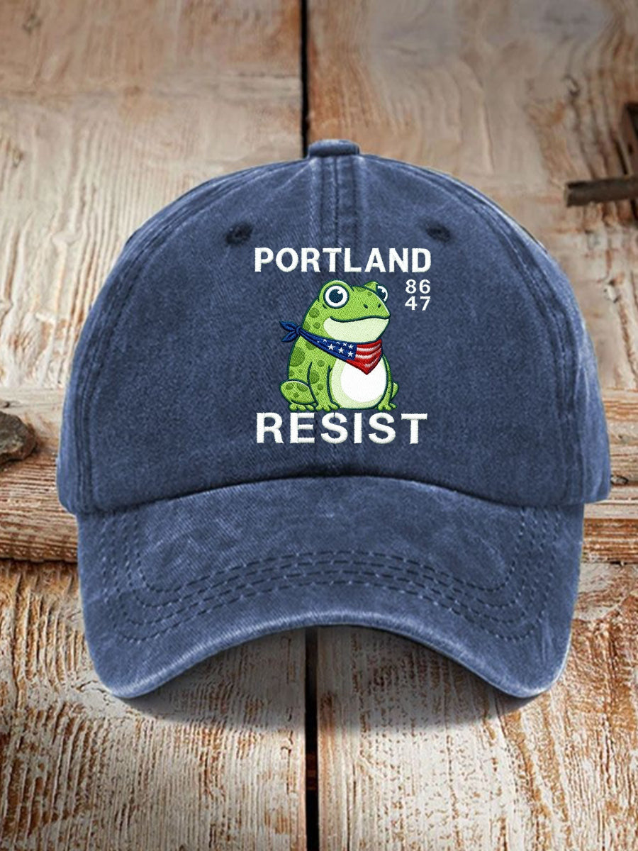 Portland Frog Resist Hat Embroidered 8647 Hat Portland Frog Merch Gifts for Democracy Lovers - Lilybirchmarket