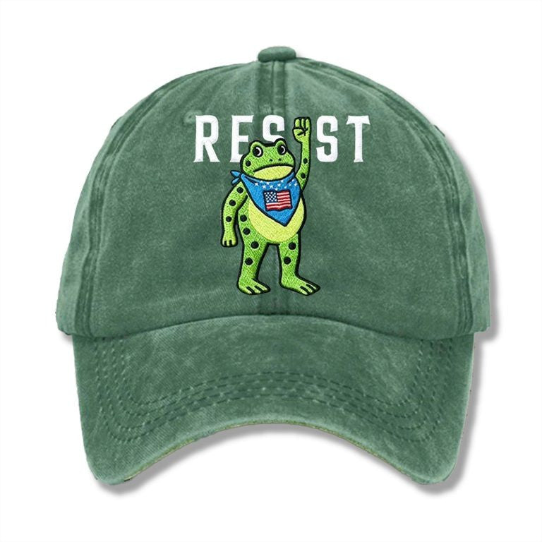 Portland Frog Resist Hat Embroidered Freedom Frog Hat No'Kings Merch Husband Gifts - Lilybirchmarket