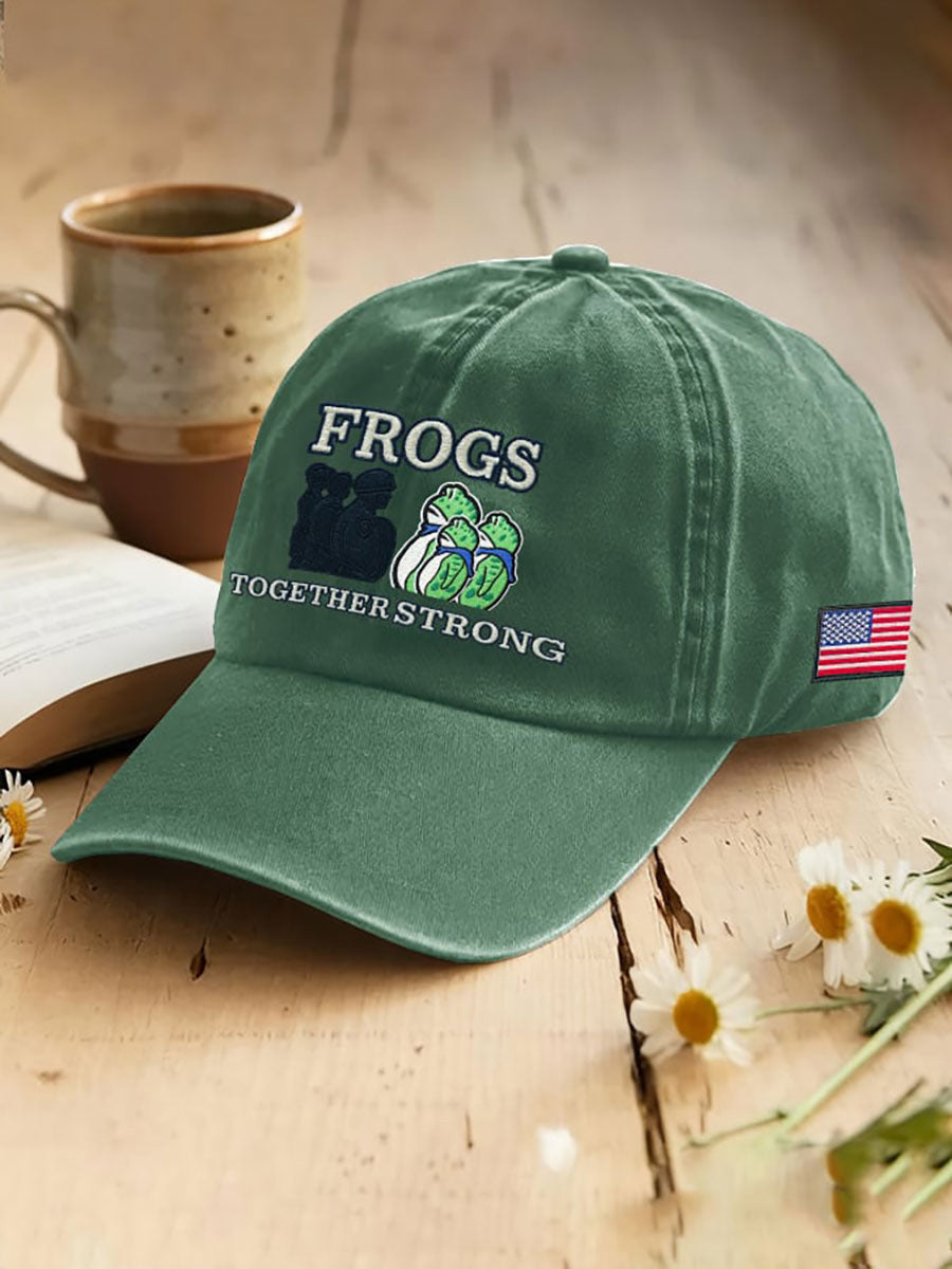 Portland Frog Resist Hat Embroidered Frogs Together Strong Hat Gifts for Activists - Lilybirchmarket