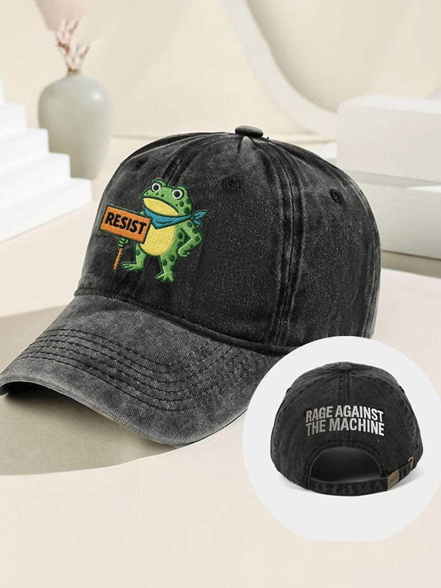 Portland Frog Resist Hat Embroidered Rage Against The Machine Hat Portland Frog Against ICE Merch - Lilybirchmarket