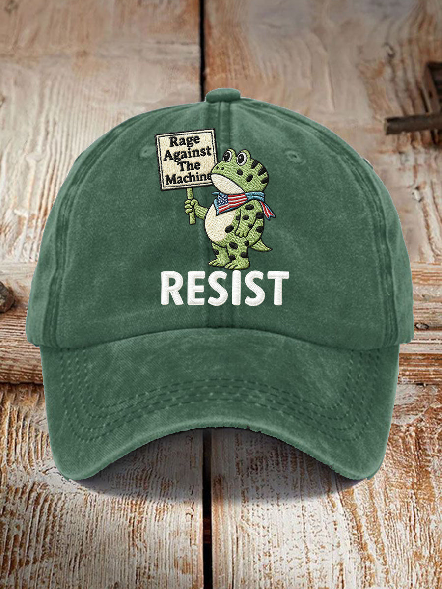 Portland Frog Resist Hat Embroidered Rage Against The Machine Hat Resist Frog Merch Gift - Lilybirchmarket