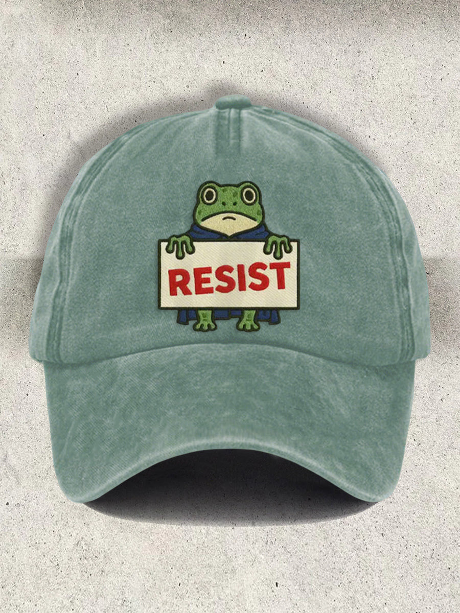 Portland Frog Resist Hat Embroidered Resort FDT Polish Frog Hat Portland Frog Merch Gifts - Lilybirchmarket