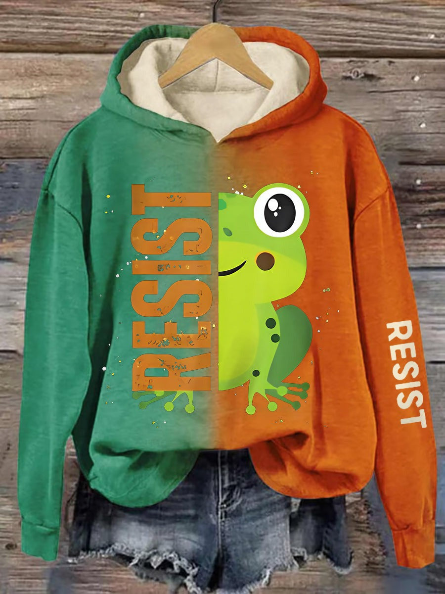 Portland Frog Resist Hoodie Frog No Kings Protest Merch Colorful Presents Ideas - Lilybirchmarket