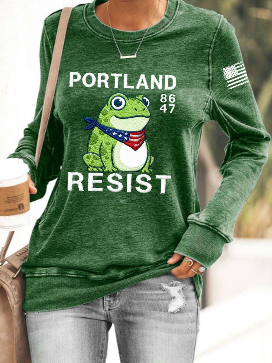 Portland Frog Resist Sweatshirt Frog Symbol of Freedom Sweatshirt No Kings In America Clothing - Lilybirchmarket