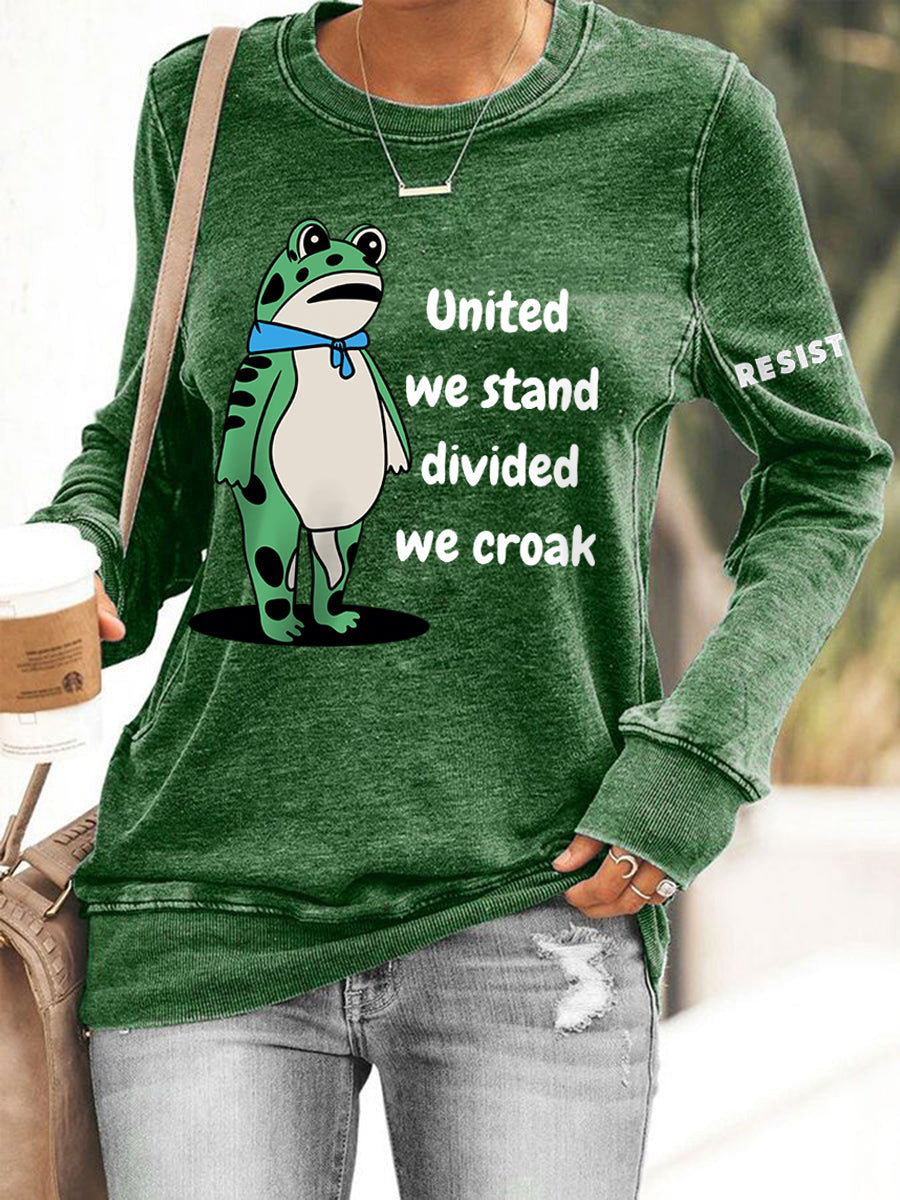 Portland Frog Resist Sweatshirt Polish Frog United We Stand Divided We Croak Sweatshirt - Lilybirchmarket
