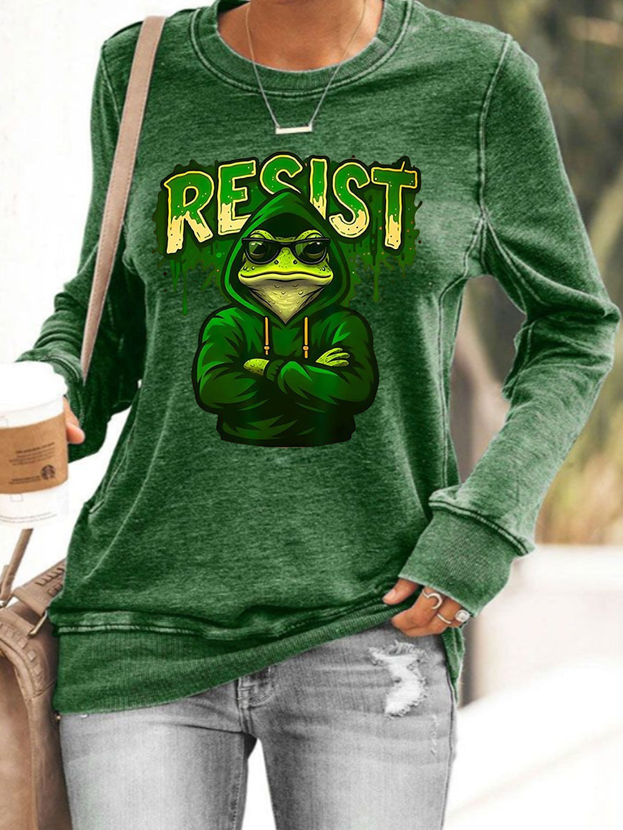 Portland Frog Resist Sweatshirt Portland Frog Sweatshirt No Kings In America Merch - Lilybirchmarket