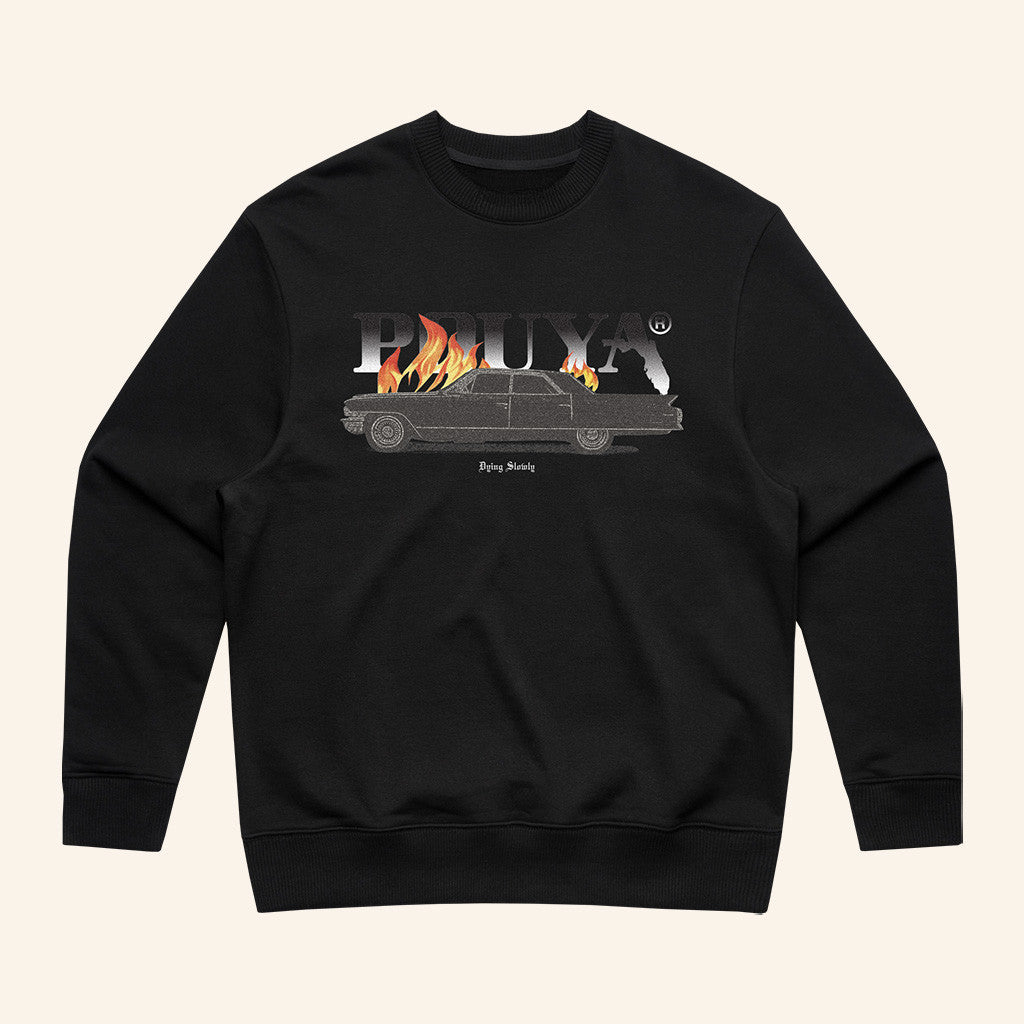 Pouya Merch Dying Slowly Crewneck Sweatshirt Gift Ideas For Son - Lilybirchmarket
