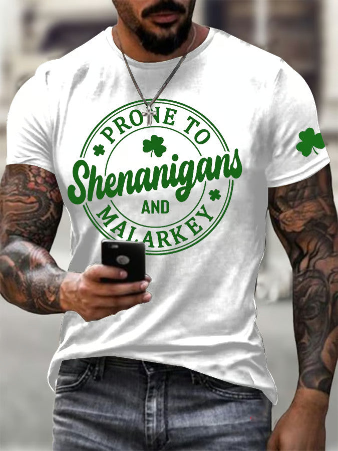  Prone to Shenanigans And Malarkey T-Shirt St Patricks Day Clothes Men St Paddy's Day Gifts - TradiViet