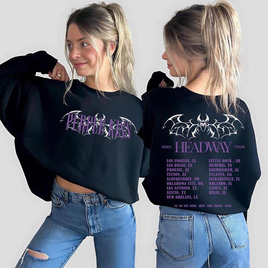 Purple Kiss Sweatshirt, Purple Kiss HeadWay Tour in US Shirt, Purple Kiss Headway Tshirt, - Lilybirchmarket