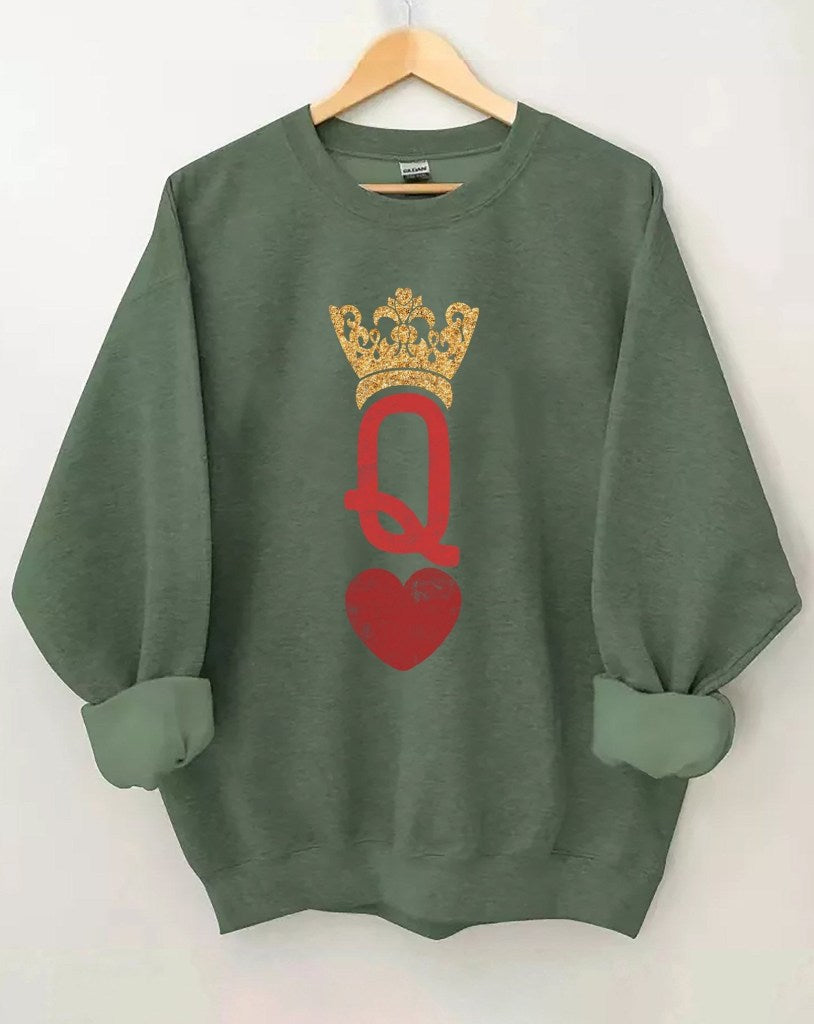 Queen Of Hearts Sweatshirt Best Anniversary Gifts For Her Father's Day Gift for Dad - Lilybirchmarket