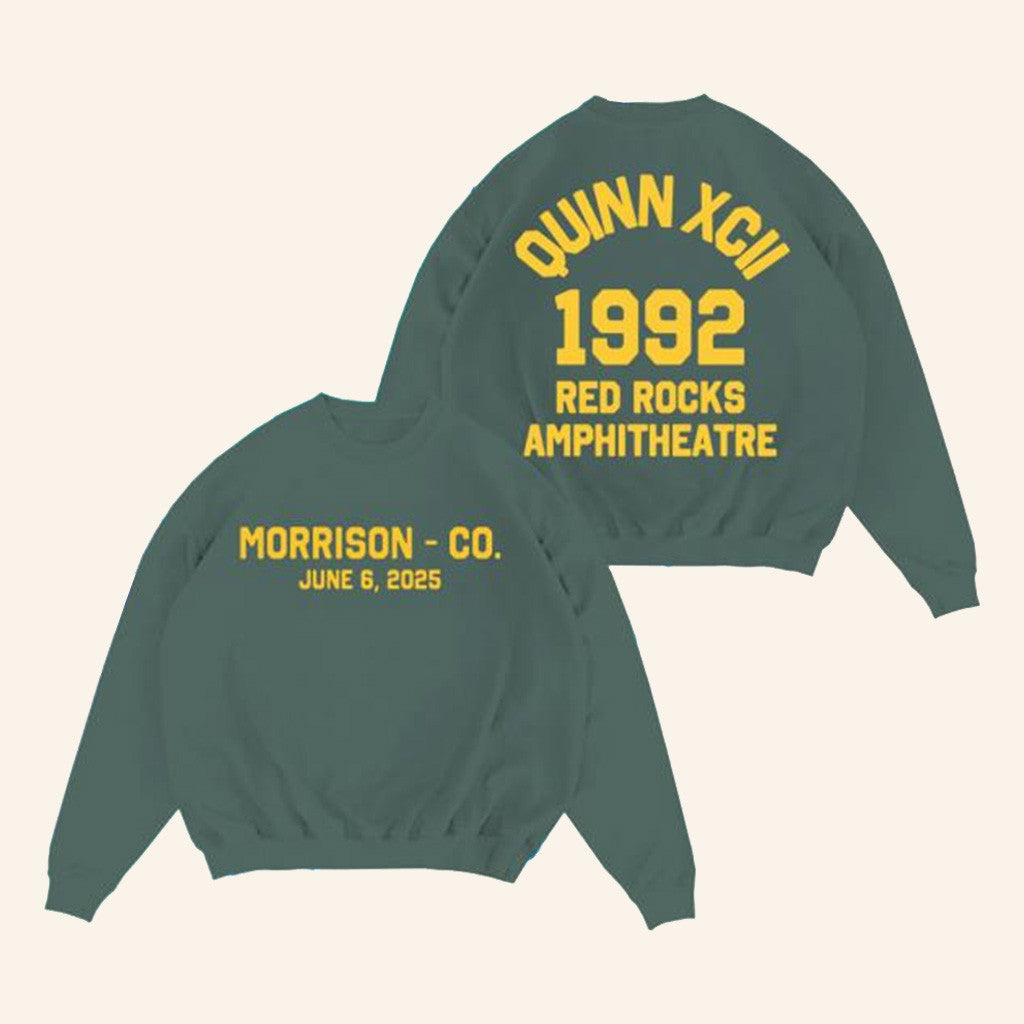 Quinn XCII Merch Red Rocks 2025 Collegiate Crewneck Sweatshirt Gifts For Music Lovers - Lilybirchmarket