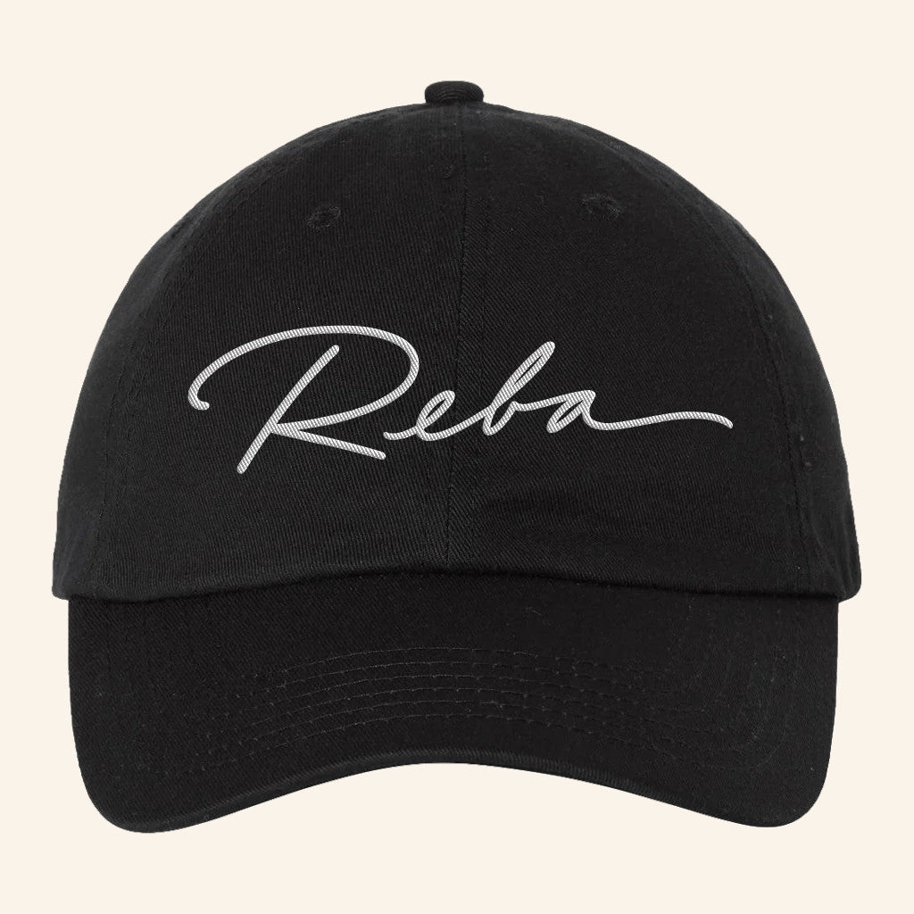 Reba Merch Embroidered Reba Script Black Hat Cool Gifts For Music Lovers - Lilybirchmarket
