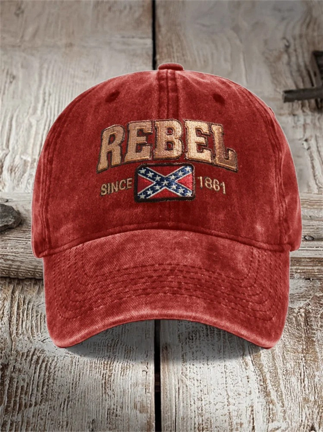 Rebel Since 1861 Rebel Flag Embroidered Washed Cap - Lilybirchmarket