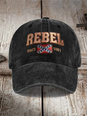 Rebel Since 1861 Rebel Flag Embroidered Washed Cap - Lilybirchmarket