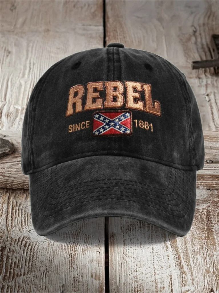 Rebel Since 1861 Rebel Flag Embroidered Washed Cap - Lilybirchmarket
