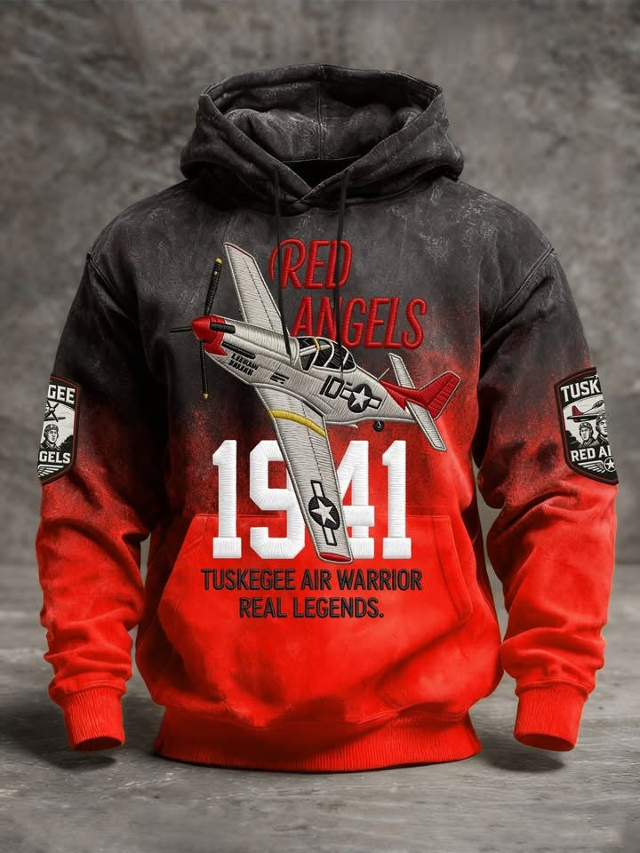 Red Angels 1941 Hoodie Tuskegee Air Warrior Real Legends Hoodie Black History Veteran Apparel - Lilybirchmarket