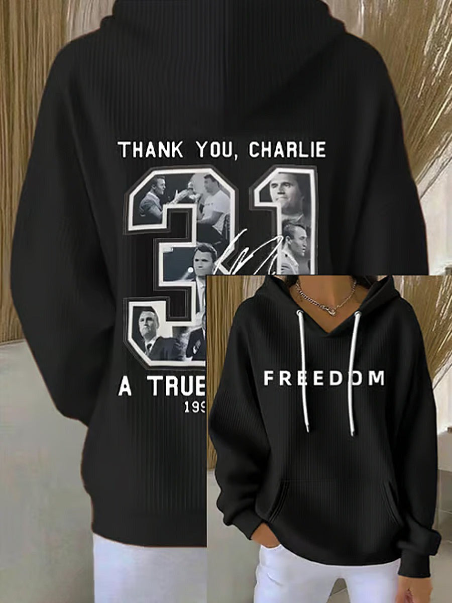 Red Charlie Kirk 31 Freedom Hoodie Thank You October 14 Charlie Kirk Day Memorial Clothing - Lilybirchmarket