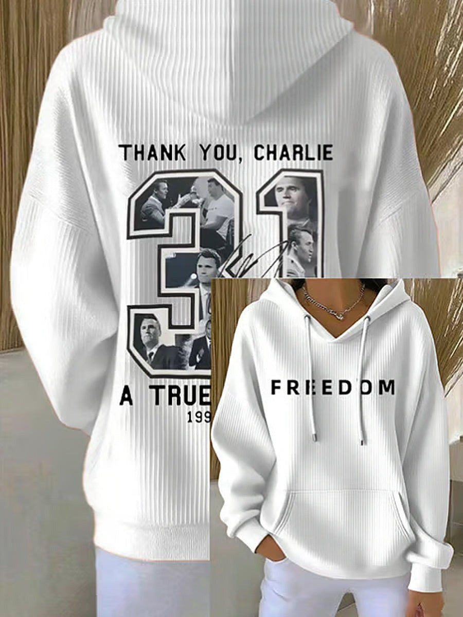 Red Charlie Kirk 31 Freedom Hoodie Thank You October 14 Charlie Kirk Day Memorial Clothing - Lilybirchmarket