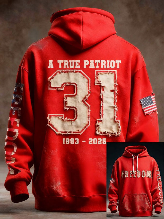 Red Charlie Kirk 31 Hoodie A True Patriot Wear Red On October 14 National Day Apparel Gifts - Lilybirchmarket