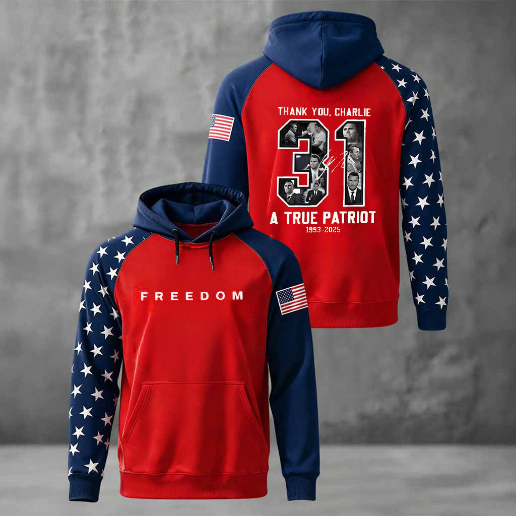 Red Charlie Kirk 31 Hoodie Thank You A True Patriot National Charlie Kirk Day C'lothing - Lilybirchmarket