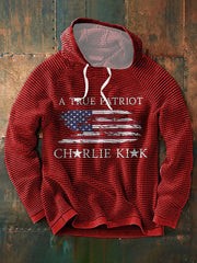 Red Charlie Kirk A True Patriot Hoodie Defending American Values Charlie Kirk Memorial Merch - Lilybirchmarket