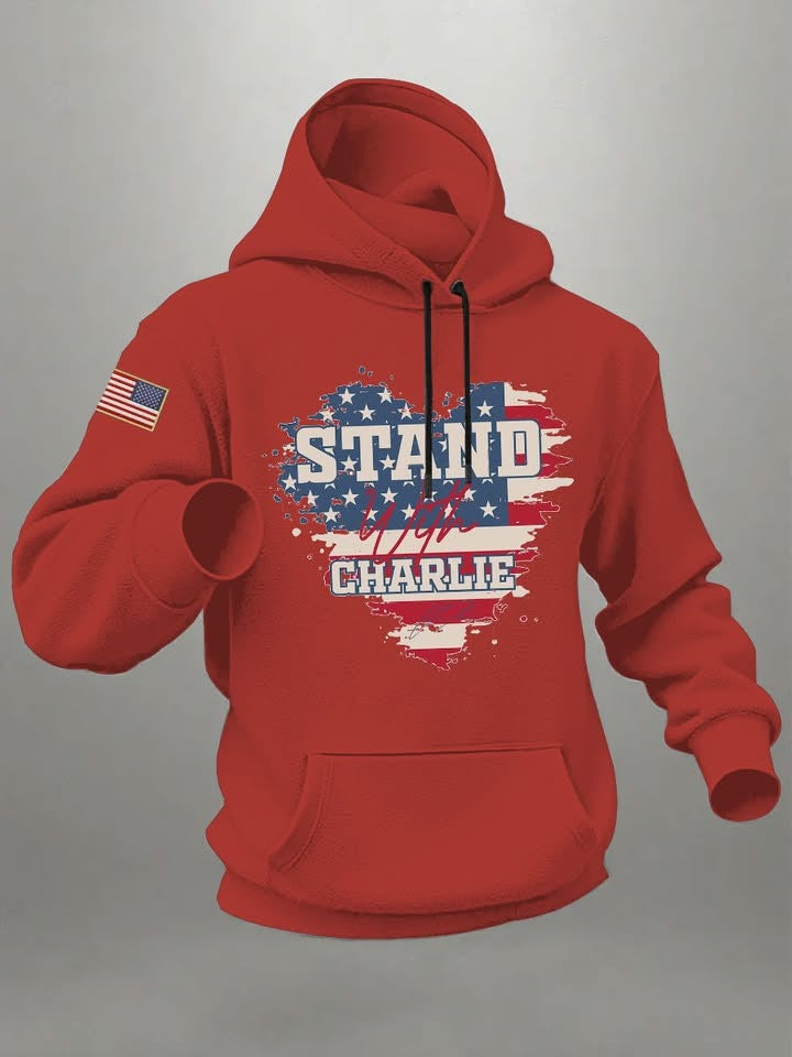 Red Charlie Kirk Day Memorial Hoodie Clothing R.I.P Stand With Charlie Kirk Merch Apparel - Lilybirchmarket
