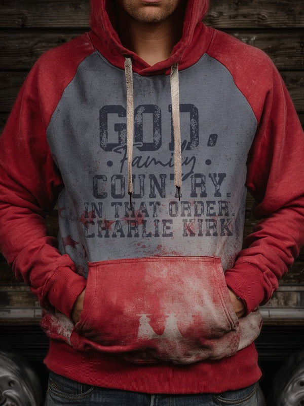 Red Charlie Kirk Day Merch Hoodie Vintage God Family Country In That Order Apparel Gifts - Lilybirchmarket