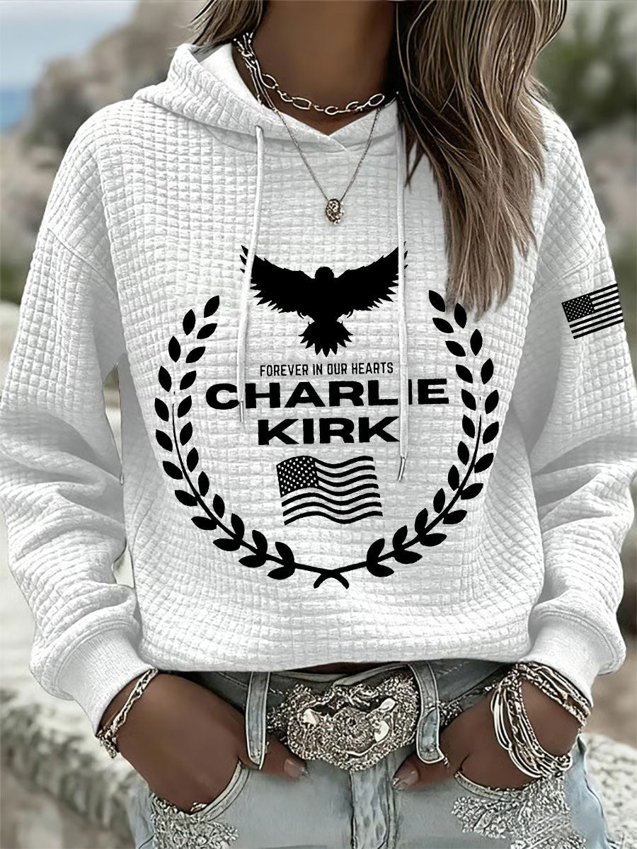 Red Charlie Kirk Forever In Our Heart Hoodie Eagle Wear Red For Charlie Kirk Day Clothing - Lilybirchmarket